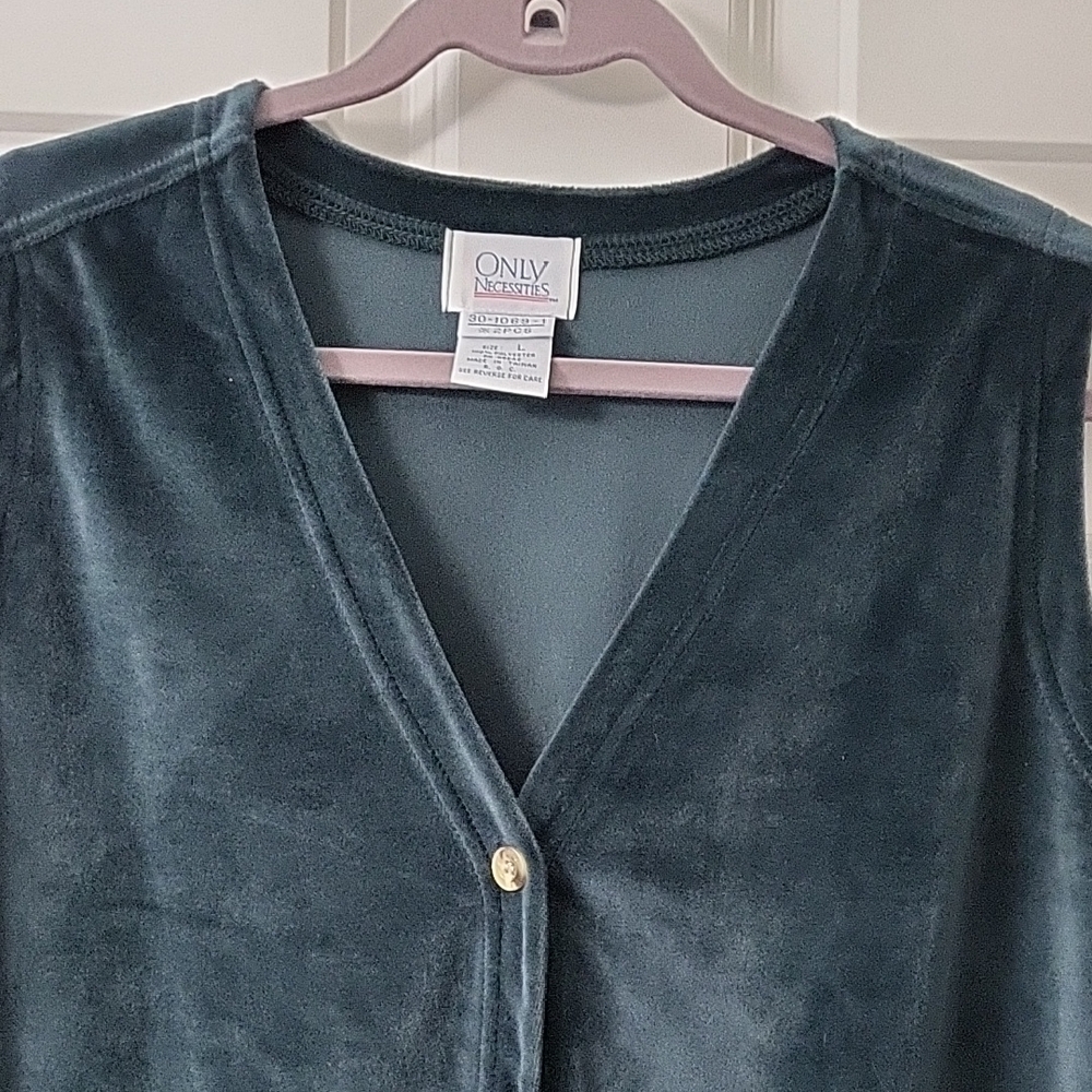 Only Necessities Black Sleeveless Button Front Vest Top Women’s Large - Picture 4 of 7
